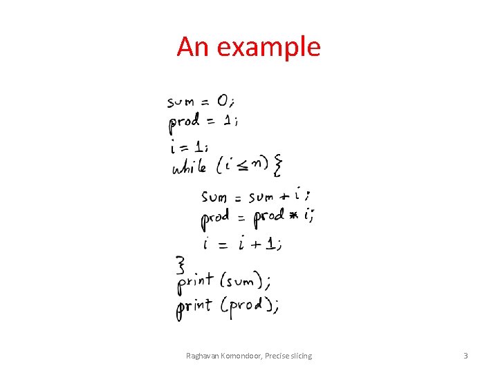 An example Raghavan Komondoor, Precise slicing 3 