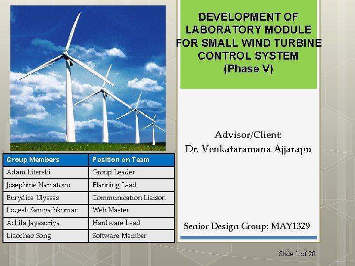 DEVELOPMENT OF LABORATORY MODULE FOR SMALL WIND TURBINE