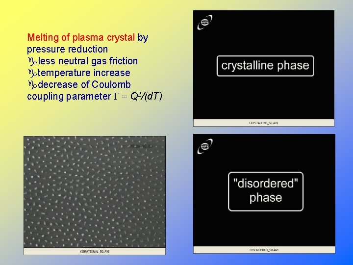Melting of plasma crystal by pressure reduction gless neutral gas friction gtemperature increase gdecrease
