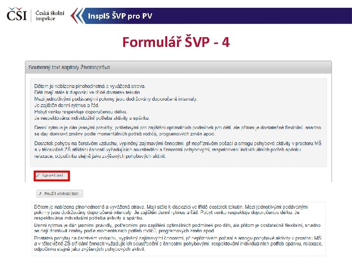 Insp. IS ŠVP pro PV Formulář ŠVP - 4 