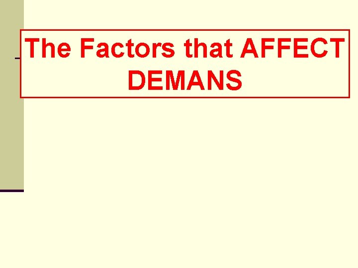 The Factors that AFFECT DEMANS 