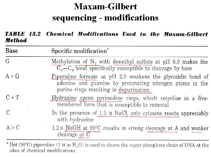 Maxam-Gilbert sequencing - modifications 