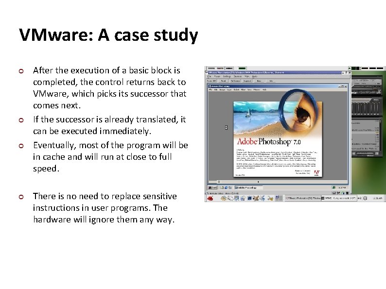 Carnegie Mellon VMware: A case study ¢ ¢ After the execution of a basic