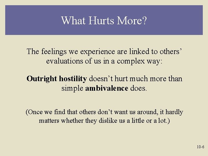 What Hurts More? The feelings we experience are linked to others’ evaluations of us