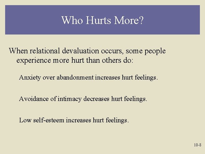 Who Hurts More? When relational devaluation occurs, some people experience more hurt than others