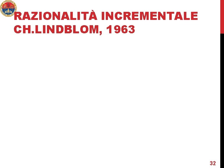 RAZIONALITÀ INCREMENTALE CH. LINDBLOM, 1963 32 