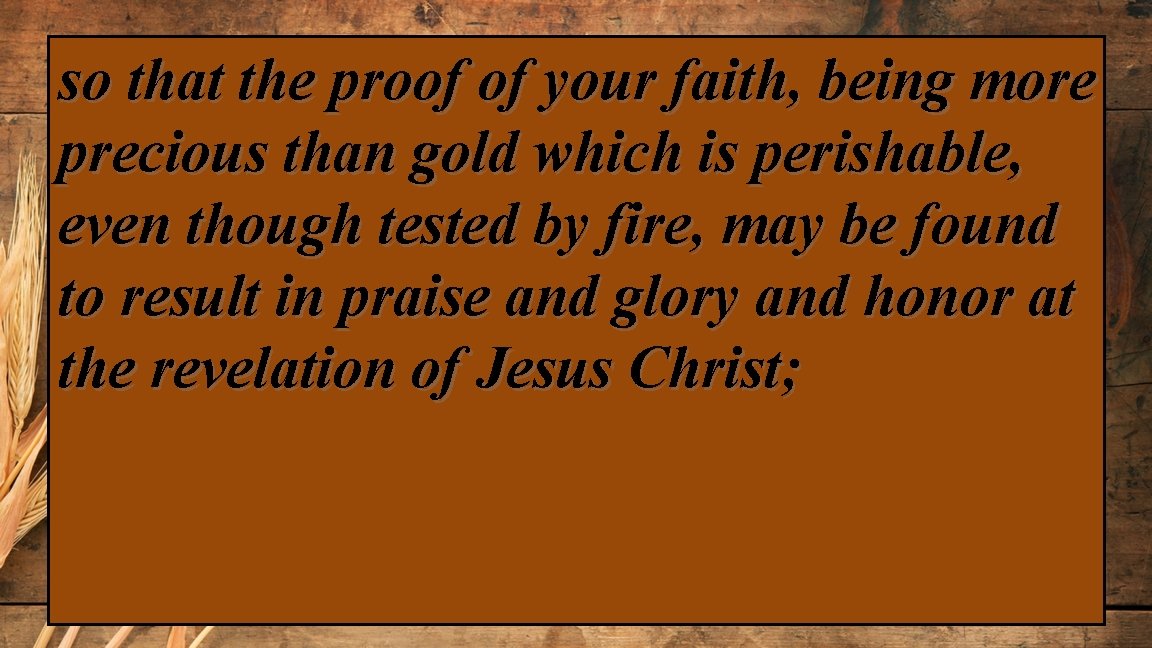 so that the proof of your faith, being more precious than gold which is