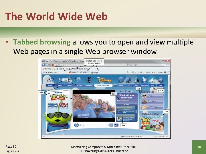 The World Wide Web • Tabbed browsing allows you to open and view multiple