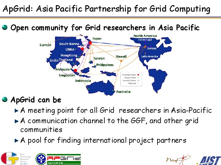 Ap. Grid: Asia Pacific Partnership for Grid Computing Open community for Grid researchers in