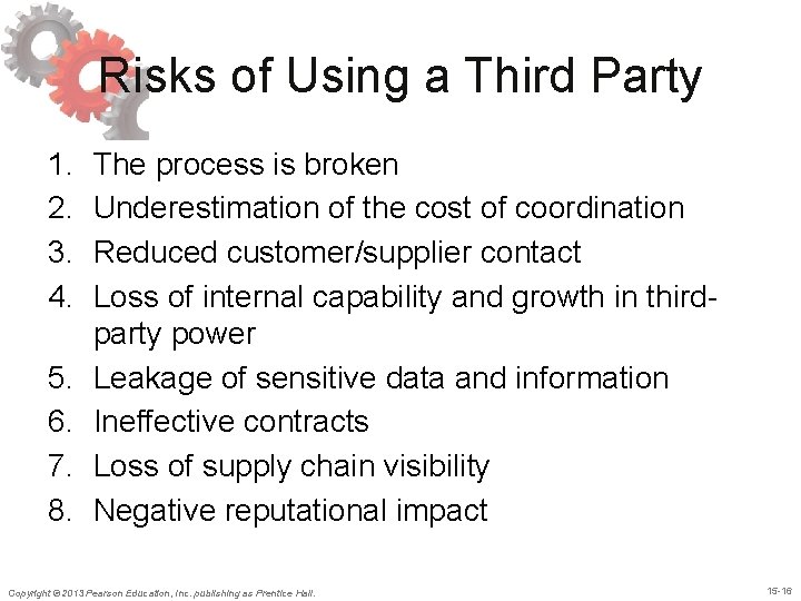 Risks of Using a Third Party 1. 2. 3. 4. 5. 6. 7. 8.