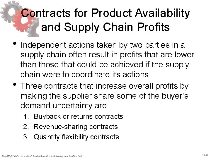 Contracts for Product Availability and Supply Chain Profits • Independent actions taken by two