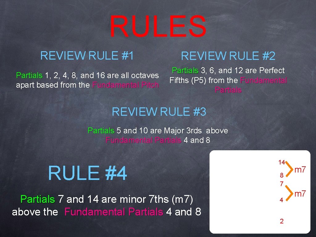 RULES REVIEW RULE #1 REVIEW RULE #2 Partials 1, 2, 4, 8, and 16