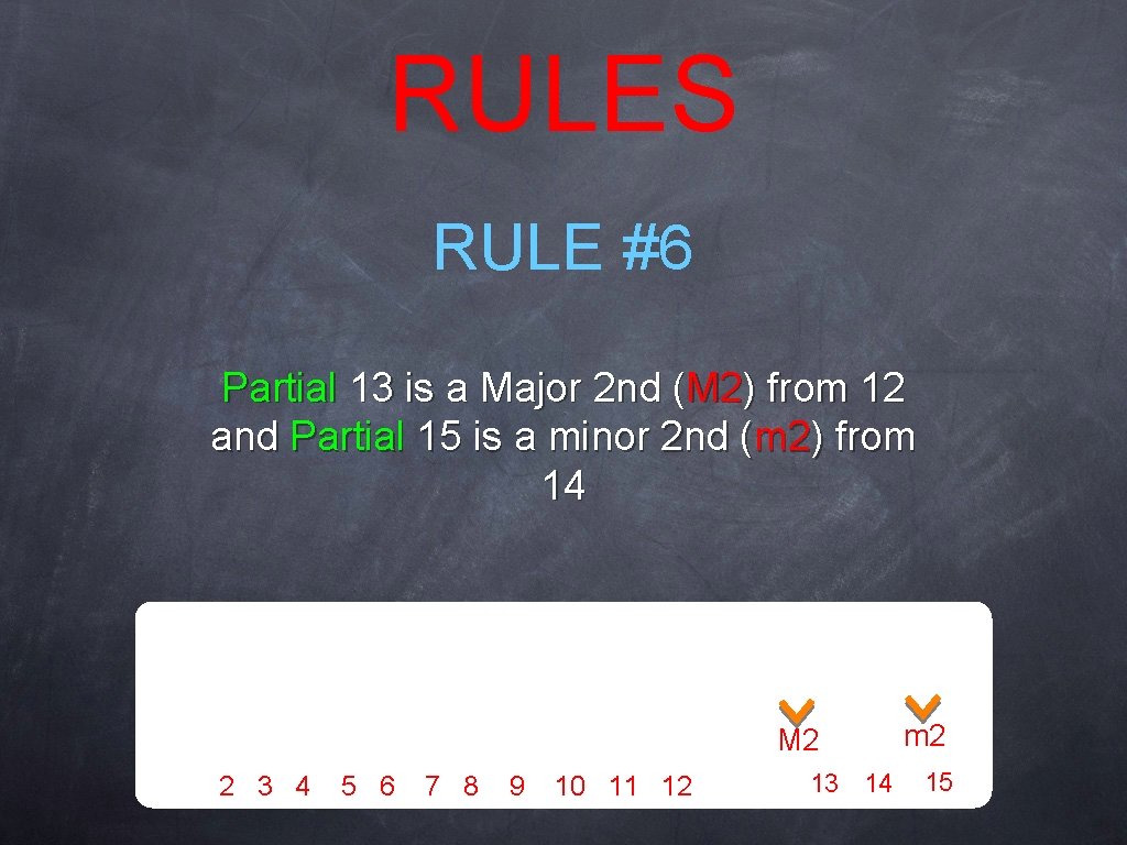 RULES RULE #6 Partial 13 is a Major 2 nd (M 2) from 12