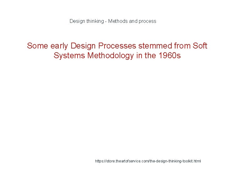 Design thinking - Methods and process 1 Some early Design Processes stemmed from Soft