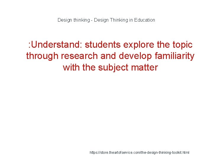 Design thinking - Design Thinking in Education 1 : Understand: students explore the topic