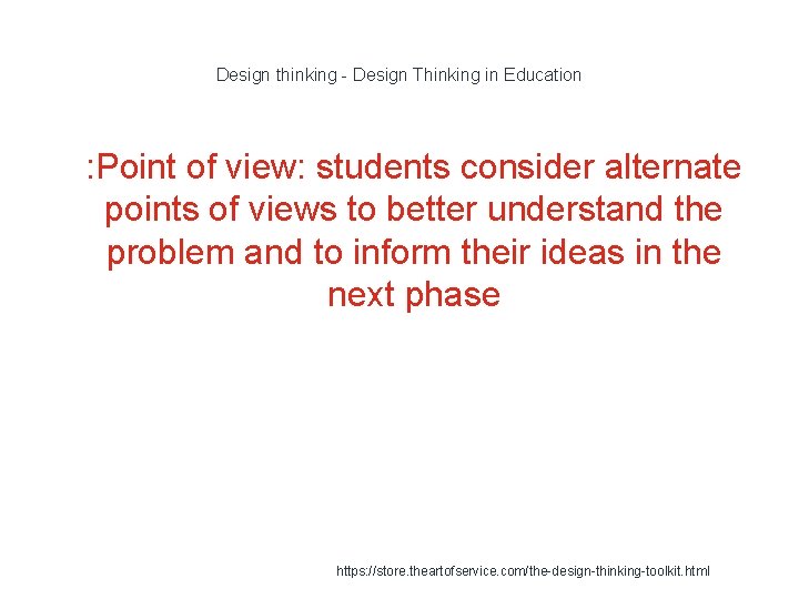 Design thinking - Design Thinking in Education 1 : Point of view: students consider