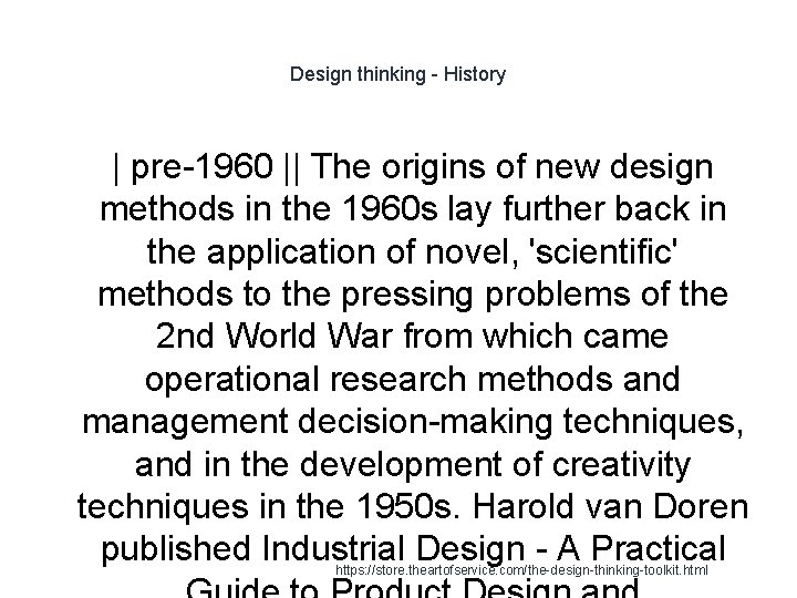 Design thinking - History | pre-1960 || The origins of new design methods in