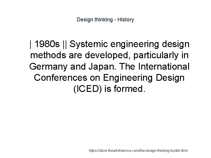 Design thinking - History 1 | 1980 s || Systemic engineering design methods are