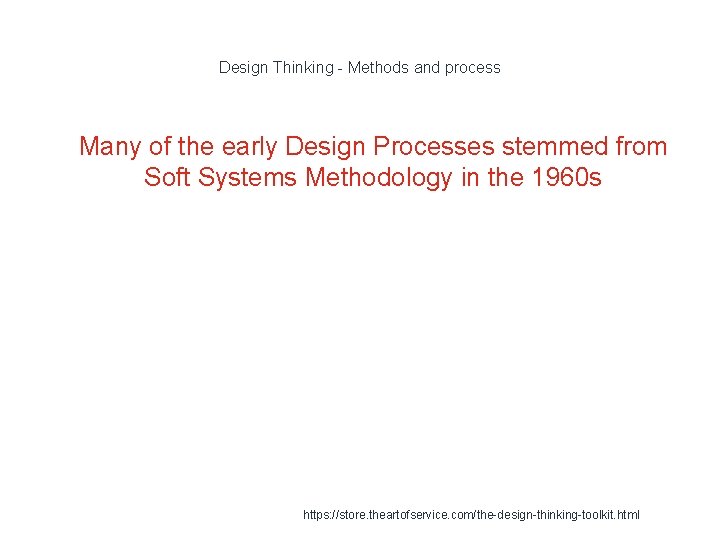 Design Thinking - Methods and process 1 Many of the early Design Processes stemmed