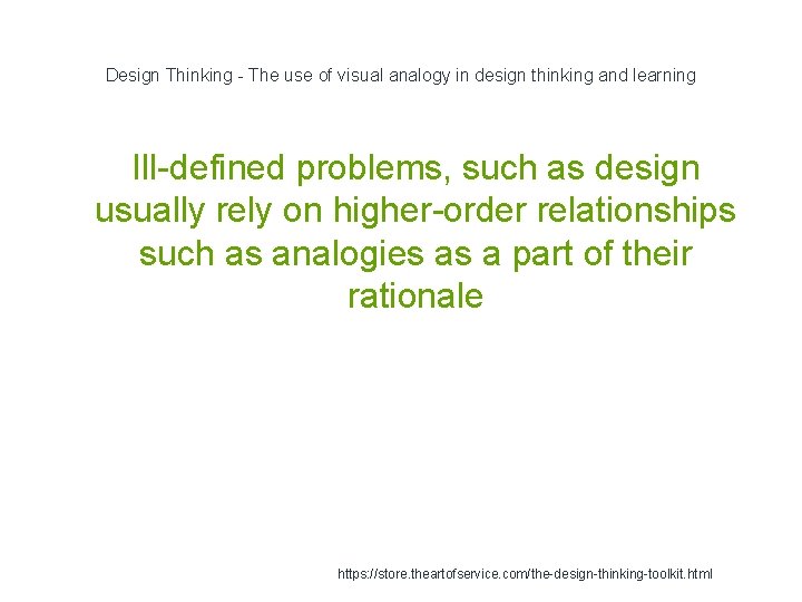 Design Thinking - The use of visual analogy in design thinking and learning Ill-defined