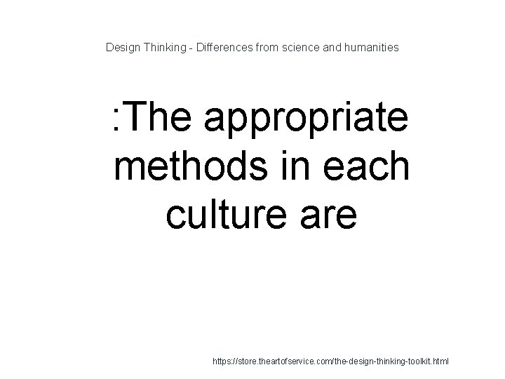 Design Thinking - Differences from science and humanities 1 : The appropriate methods in