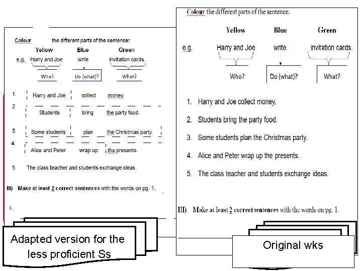 Additional prompts to improve comprehension & attainment Adapted version for the less proficient Ss