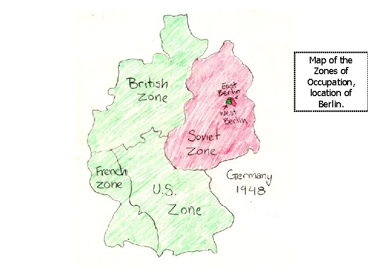 Map of the Zones of Occupation, location of Berlin. 