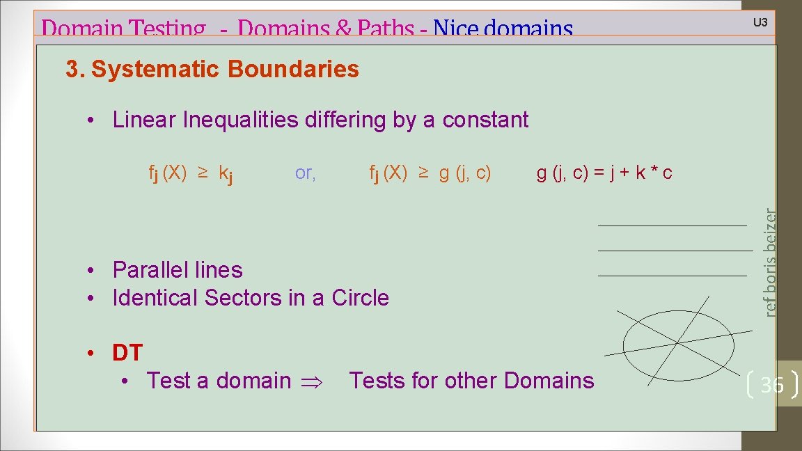 Domain Testing - Domains & Paths - Nice domains U 3 3. Systematic Boundaries