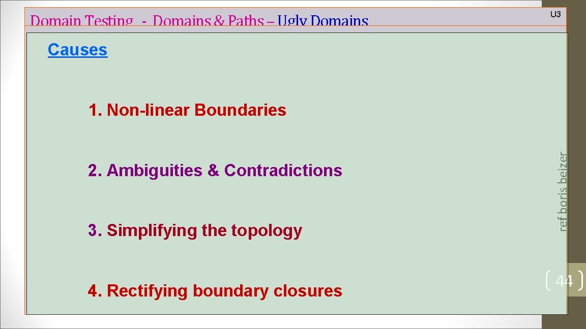 Domain Testing - Domains & Paths – Ugly Domains U 3 Causes 2. Ambiguities