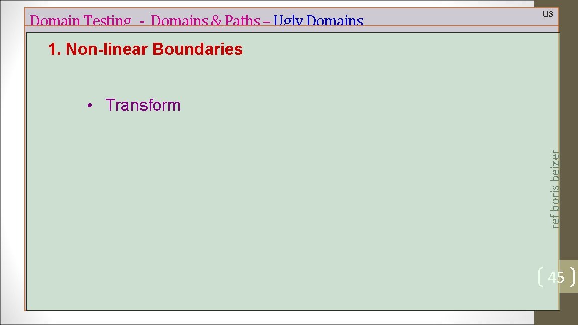 Domain Testing - Domains & Paths – Ugly Domains U 3 1. Non-linear Boundaries