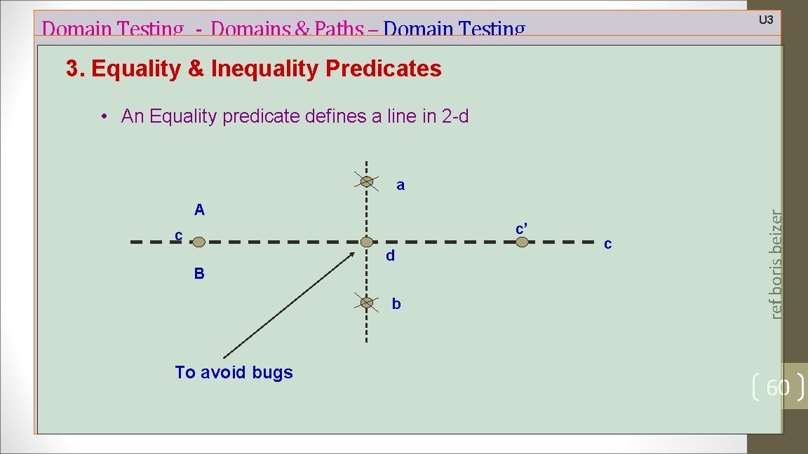 U 3 Domain Testing - Domains & Paths – Domain Testing 3. Equality &