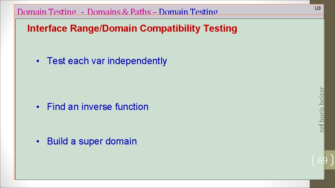 Domain Testing - Domains & Paths – Domain Testing U 3 Interface Range/Domain Compatibility