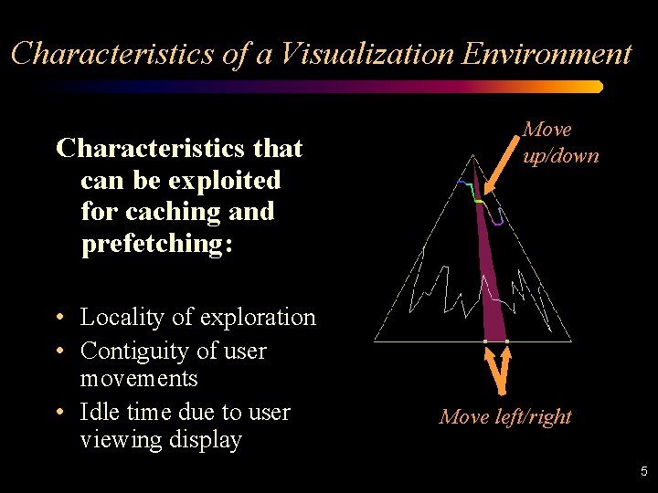 Characteristics of a Visualization Environment Characteristics that can be exploited for caching and prefetching: