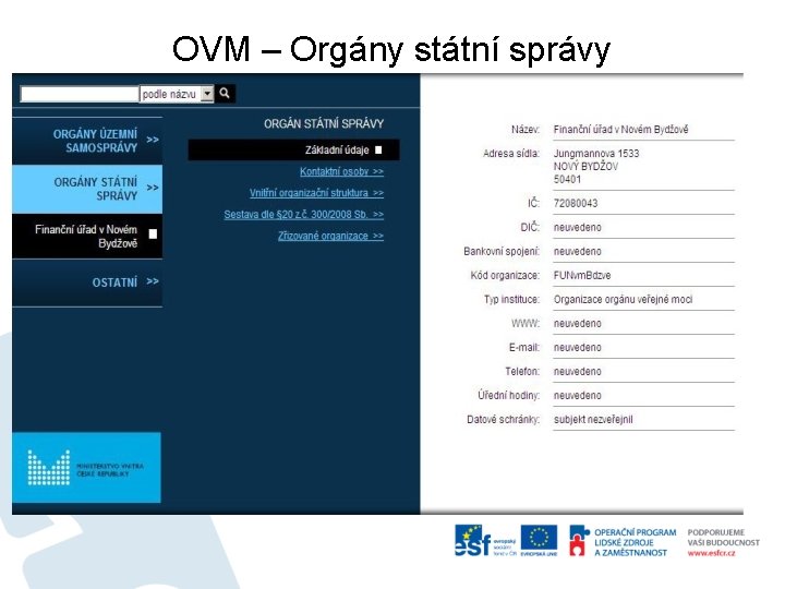 OVM – Orgány státní správy 