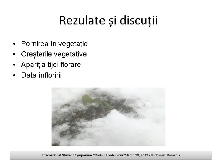 Rezulate și discuții • • Pornirea în vegetație Creșterile vegetative Apariția tijei florare Data