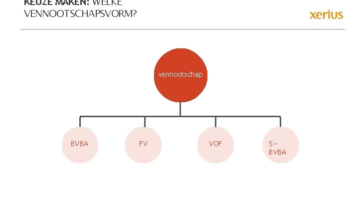KEUZE MAKEN: WELKE VENNOOTSCHAPSVORM? vennootschap BVBA FV VOF SBVBA 