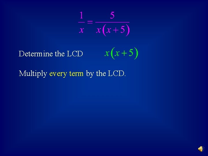 Determine the LCD Multiply every term by the LCD. 