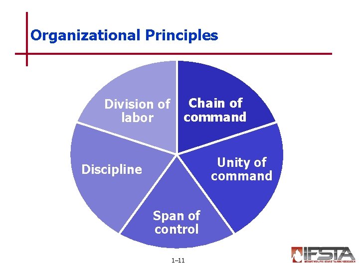 Organizational Principles Division of labor Chain of command Unity of command Discipline Span of