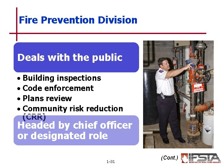 Fire Prevention Division Deals with the public • Building inspections • Code enforcement •