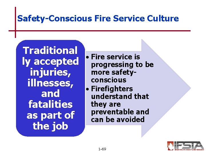 Safety-Conscious Fire Service Culture Traditional ly accepted injuries, illnesses, and fatalities as part of