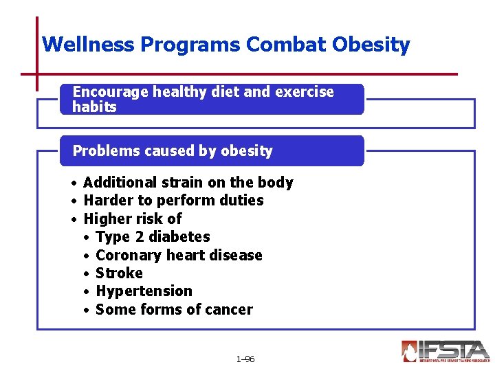 Wellness Programs Combat Obesity Encourage healthy diet and exercise habits Problems caused by obesity