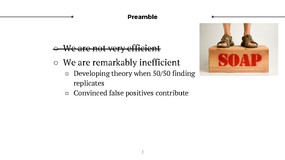 Preamble ○ We are not very efficient ○ We are remarkably inefficient □ Developing