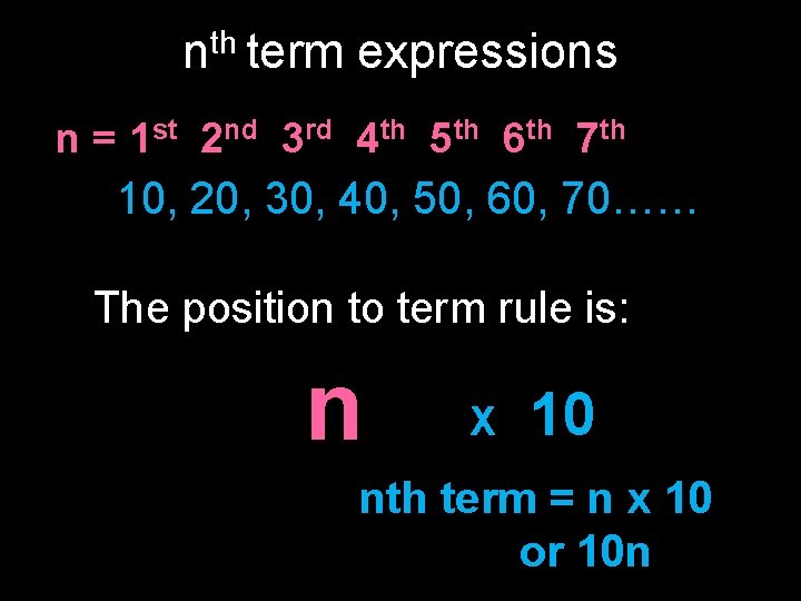 nth term expressions n = 1 st 2 nd 3 rd 4 th 5 nth term expressions n = 1 st 2 nd 3 rd 4 th 5