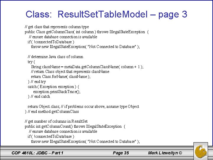 Class: Result. Set. Table. Model – page 3 // get class that represents column