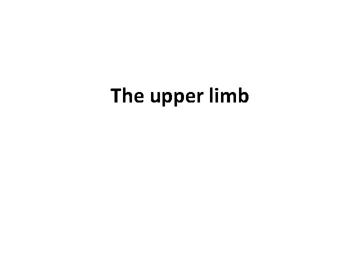 The upper limb 