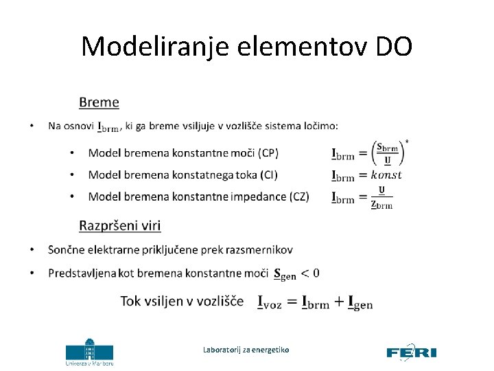 Modeliranje elementov DO Laboratorij za energetiko 