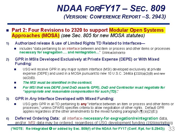NDAA FORFY 17 – SEC. 809 (VERSION: CONFERENCE REPORT – S. 2943) n 1)