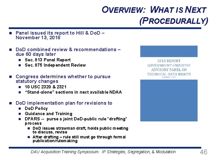OVERVIEW: WHAT IS NEXT (PROCEDURALLY) n Panel issued its report to Hill & Do.