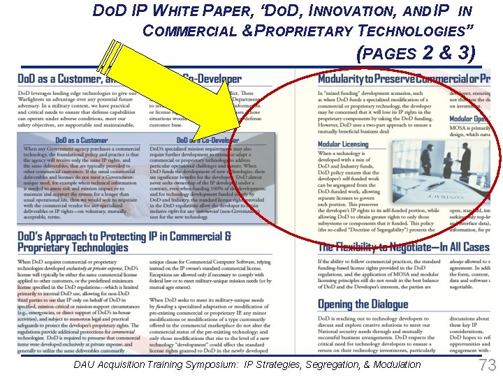 DOD IP WHITE PAPER, “DOD, INNOVATION, AND IP IN COMMERCIAL &PROPRIETARY TECHNOLOGIES” (PAGES 2