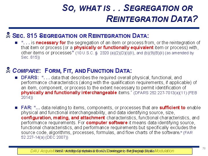 SO, WHAT IS. . S. EGREGATION OR REINTEGRATION DATA? N SEC. 815 S -